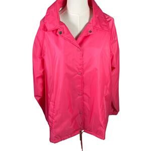 Vintage‎ Ames Hot Pink Windbreaker Nylon Cotton Lined Jacket Size L New 80's